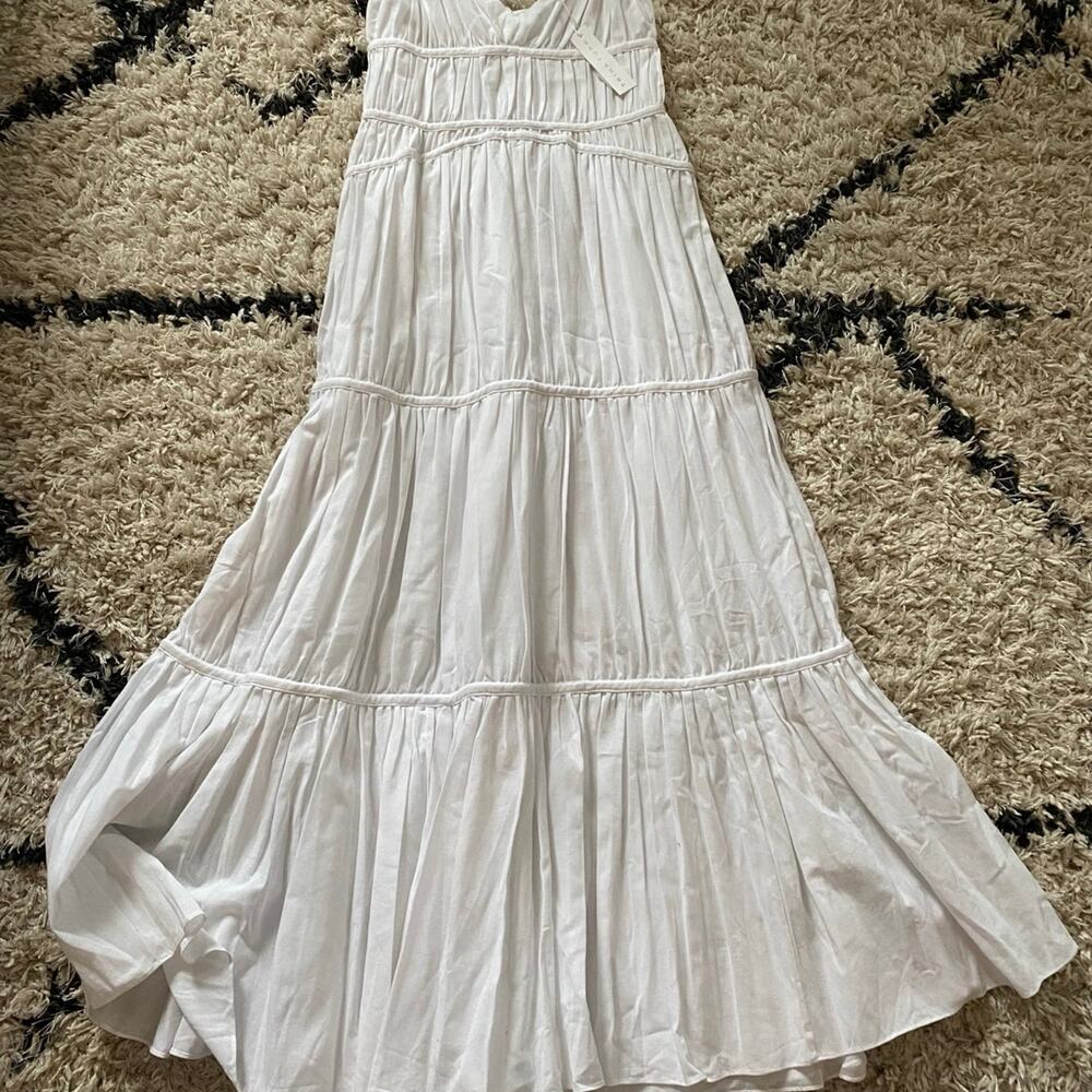 Trina Turk Gemma White Size 0 Dress Tiered Maxi Spaghetti Strap